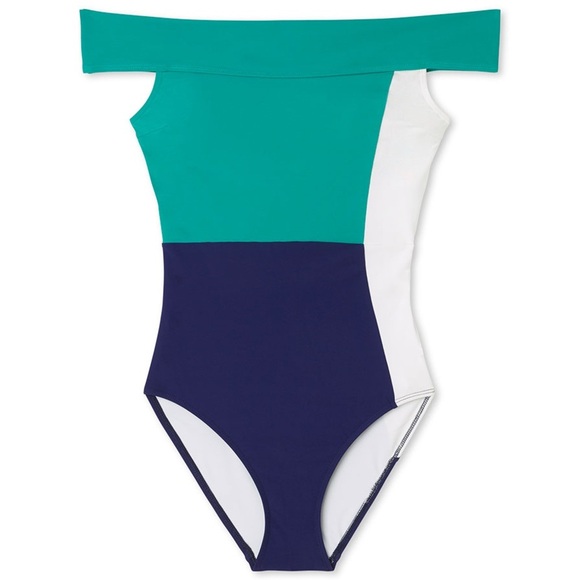 Flagpole off-the-shoulder colour block one-piece swimsuit - size XL - Picture 2 of 3